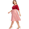 Off The Shoulder Half Sleeve Stripe Print Bowknot A-line Plus Size Women Dress