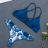 Spaghetti Strap Padded Backless Floral Print Low Waist Women Bikini Set