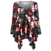 Christmas Snowman Print Asymmetrical T-shirt