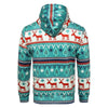 Hooded Christmas Elk Geometric Print Pullover Hoodie