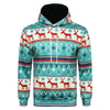 Hooded Christmas Elk Geometric Print Pullover Hoodie