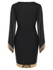 Flare Sleeve Sequin Panel Sheath Dress