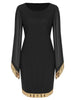 Flare Sleeve Sequin Panel Sheath Dress
