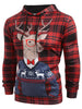 Plaid Christmas Deer Printed Casual Hoodie