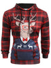 Plaid Christmas Deer Printed Casual Hoodie