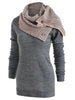 Pullover Sweater with Striped Scarf