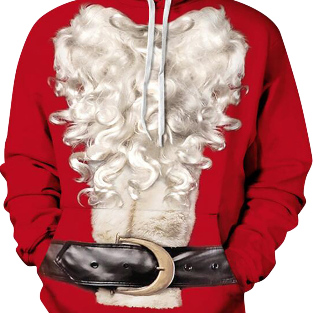 Men Casual 3D Print Hoodie Santa Claus Print Hoodie