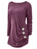 Plus Size Side Button Detail Long Sleeve T-shirt