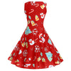 Vintage Christmas Printed High Waist Dress