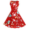Vintage Christmas Printed High Waist Dress