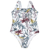 Square Neck Sleeveless Backless Padded Floral Print Women Swimsuit