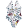 Square Neck Sleeveless Backless Padded Floral Print Women Swimsuit
