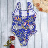 Square Neck Sleeveless Backless Padded Floral Print Women Swimsuit