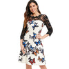 Lace Panel Butterflies Print Dress
