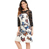 Lace Panel Butterflies Print Dress