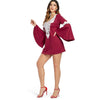 Crochet Front Flare Sleeve Short Dress