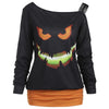 Halloween Ghost Face Print Long Sleeve T-shirt