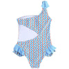 One Shoulder Padded Cut Out Print Ruffle Women Swimsuit