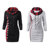 Plaid Trim Cowl Neck Tunic Sweatshirt Dress