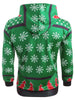 Hooded Christmas Tree and Snowflake Printed Hoodie