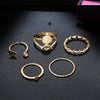 Alloy Faux Gem Triangle Leaf Ring Set