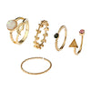 Alloy Faux Gem Triangle Leaf Ring Set