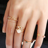 Alloy Faux Gem Triangle Leaf Ring Set