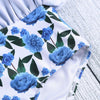 Plunge Neck Criss-cross Strap Backless Floral Print Ruffle Women Swimsuit