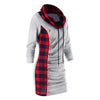 Plaid Trim Cowl Neck Tunic Sweatshirt Dress