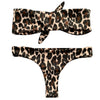 Women Animal Printed Knot Design Bikini Set Swimsuit Swimwear