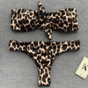 Women Animal Printed Knot Design Bikini Set Swimsuit Swimwear