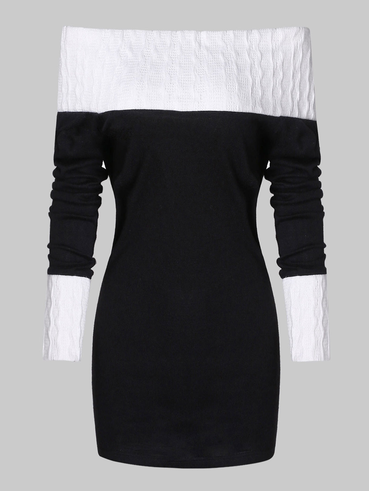 Color Blocking Off The Shoulder Bodycon Sweater