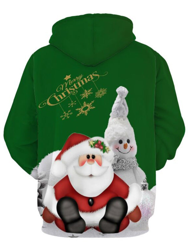 Snowman Print Pullover Christmas Hoodie