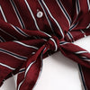 Fold Over Tie Front Striped Casual Shirt