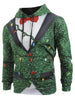 Christmas String Light Faux Collar Printed Drawstring Hoodie