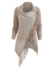Asymmetrical Fringed Knitted Cardigan