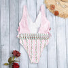 Women Sexy Bow Backless Print Swimsuit
