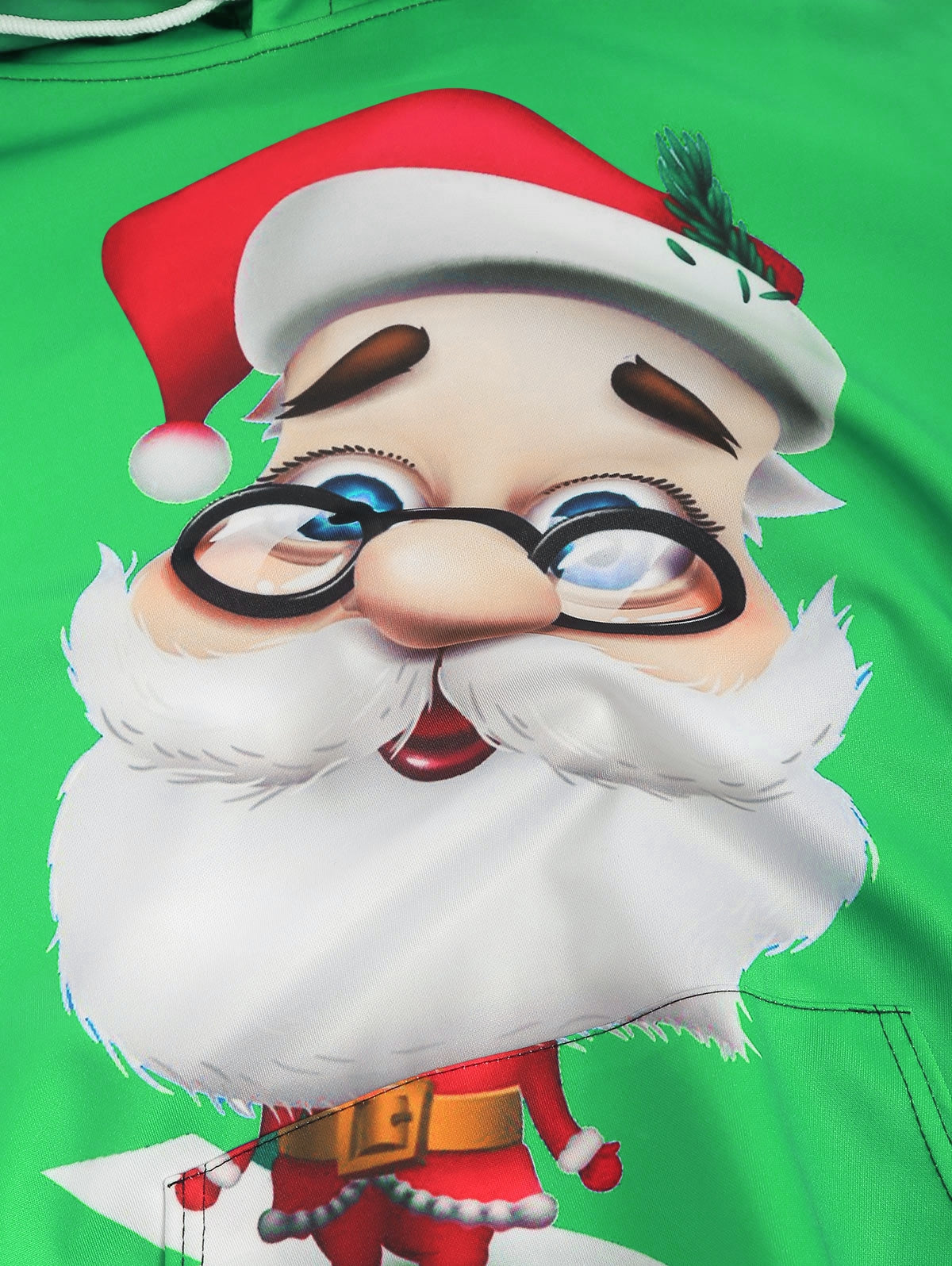3D Cartoon Santa Claus Printed Pullover Hoodie