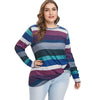 Striped Panel Twist Plus Size T-shirt