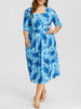 Floral Print Plus Size A Line Midi Dress