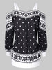 Snowflake Print Cold Shoulder Christmas T-shirt
