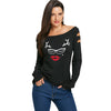 Cut Out Sleeve Christmas Graphic T-shirt