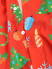 Hem Curved Christmas Elements Print Long Sleeve Shirt