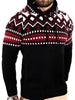 Hooded Jacquard Pattern Pullover Sweater