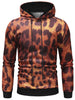 Leopard Print Drawstring Pullover Hoodie