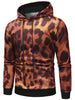 Leopard Print Drawstring Pullover Hoodie