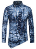 Paisley Print Stand Collar Irregular Button Up Shirt