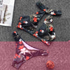 Halter Neck Backless Padded Floral Print Low Waist Women Bikini Set