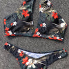 Halter Neck Backless Padded Floral Print Low Waist Women Bikini Set