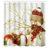 Christmas Snowman Print Fabric Waterproof Shower Curtain